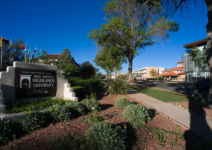 Walkway in front of New Mexico Highlands University